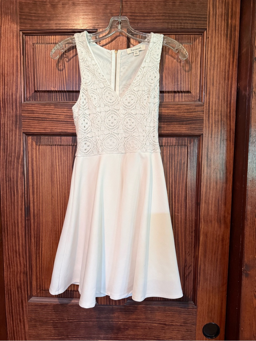 Francesca's Collections White Lace Bodice A-Line Dress